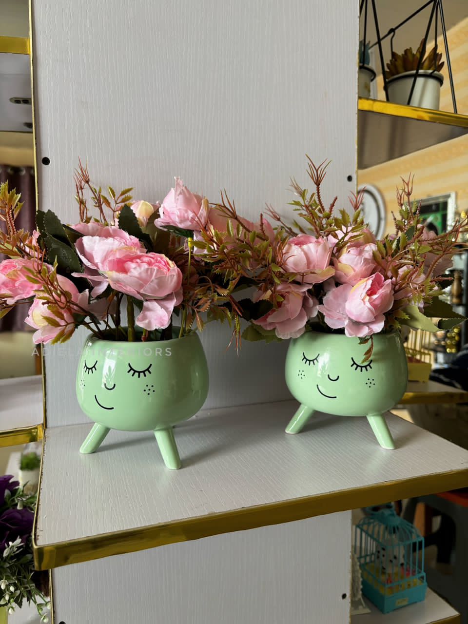 Peony Flower In Smily Face Vase Image