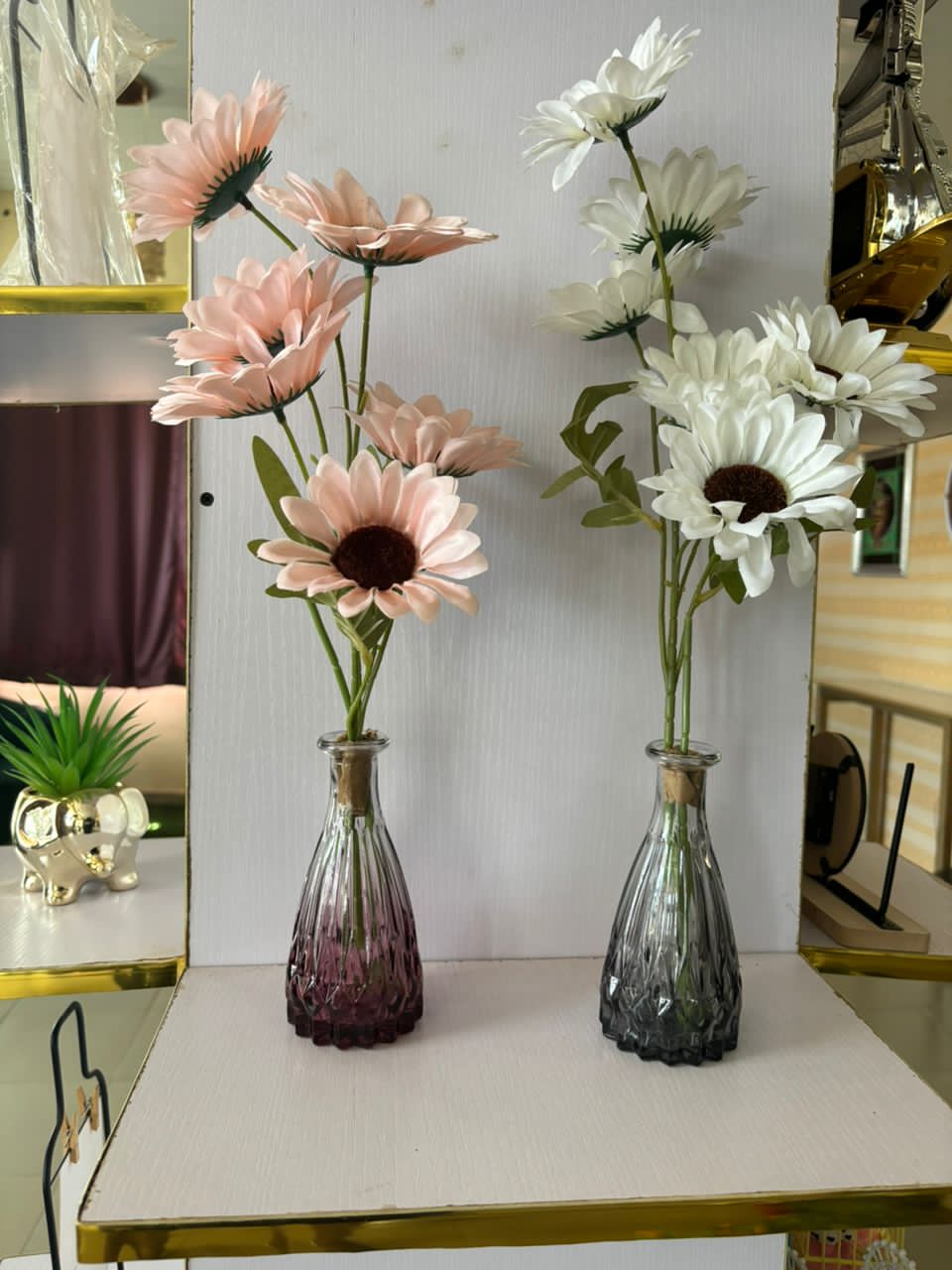 Artificial Sunflower in Glass Vase Image