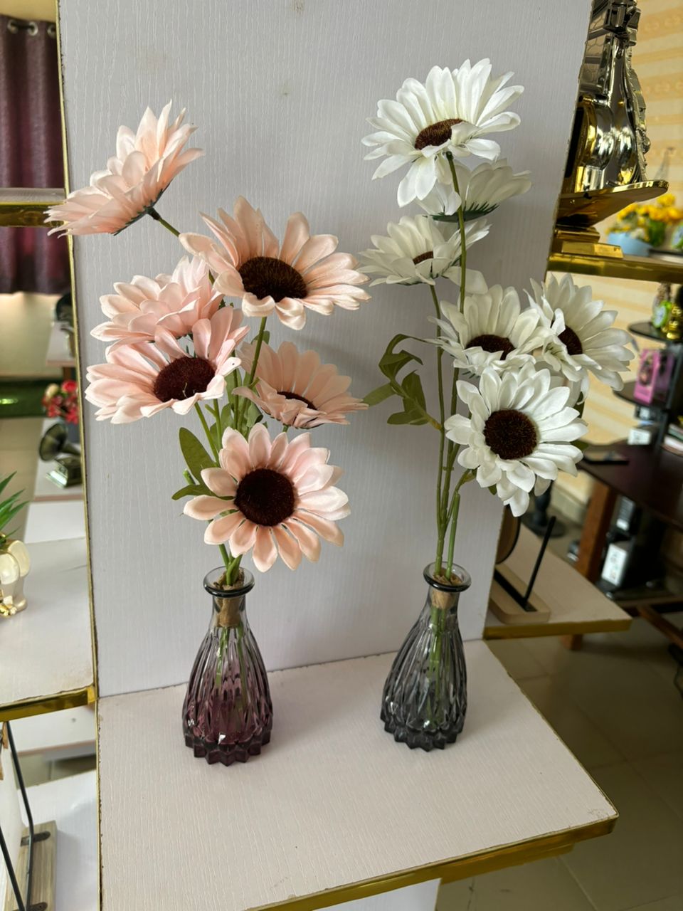 Artificial Sunflower in Glass Vase Image