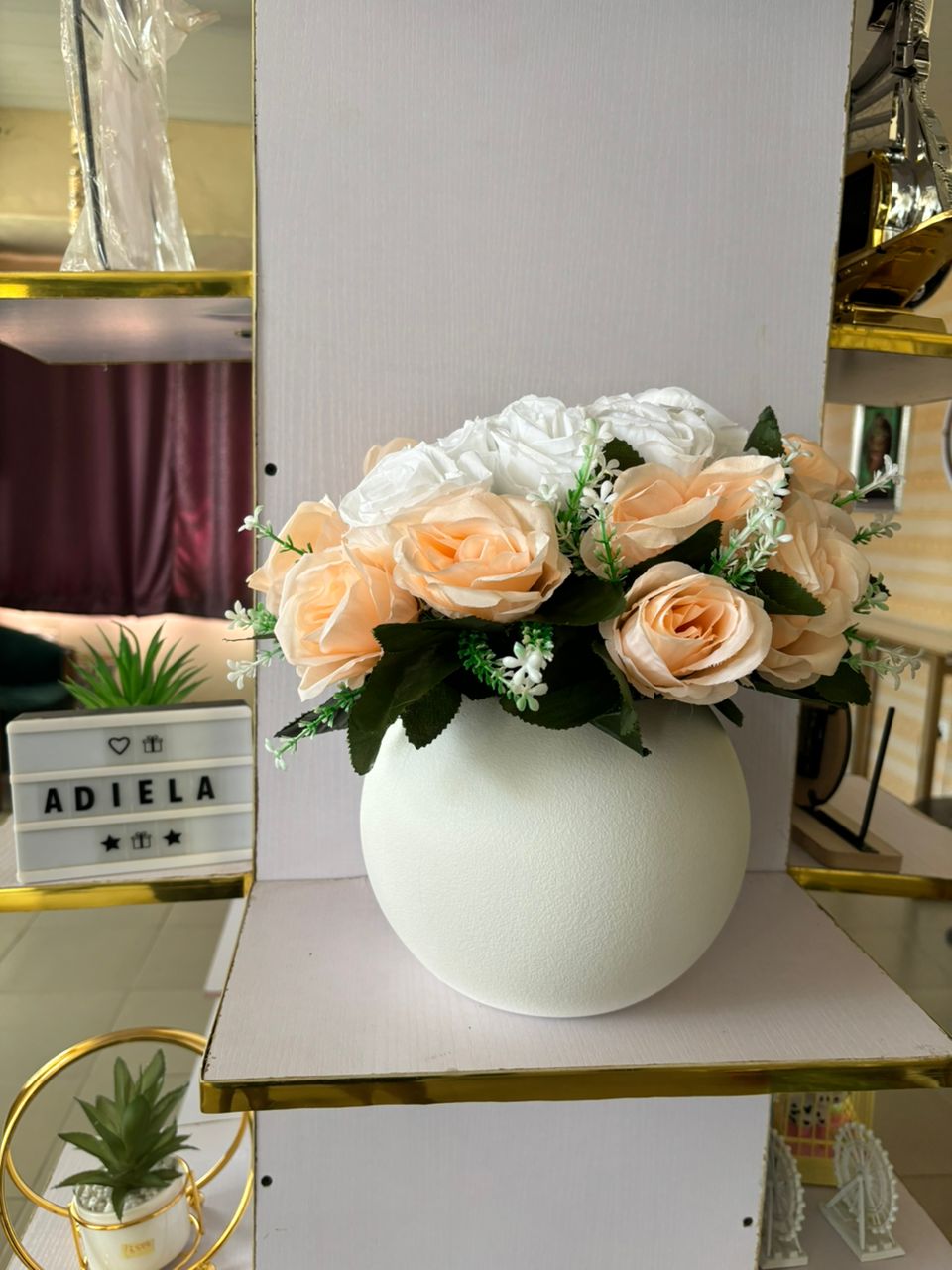 Artificial Flower In Plastic Table Planter Image