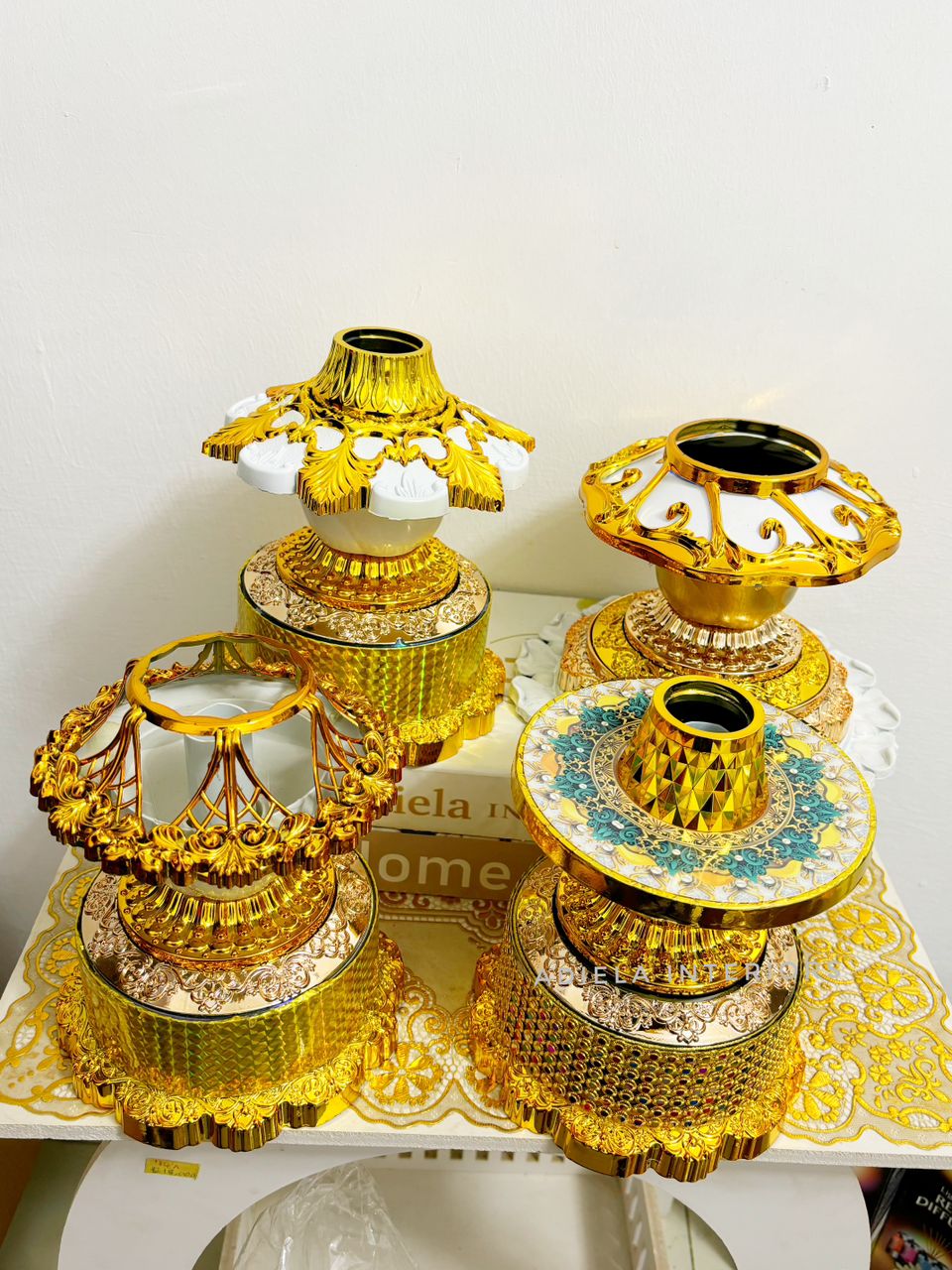 Gold + White Plastic Vase Image