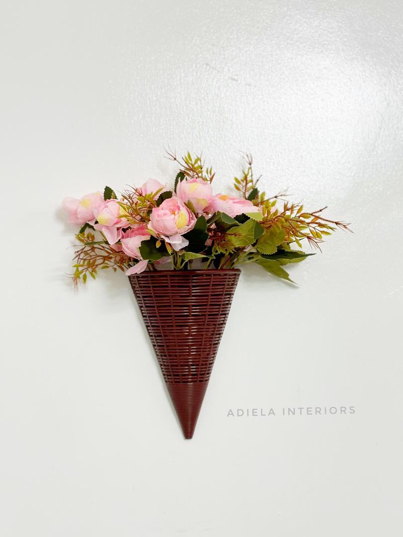 Artificial Flower In Plastic Wall Vase Image