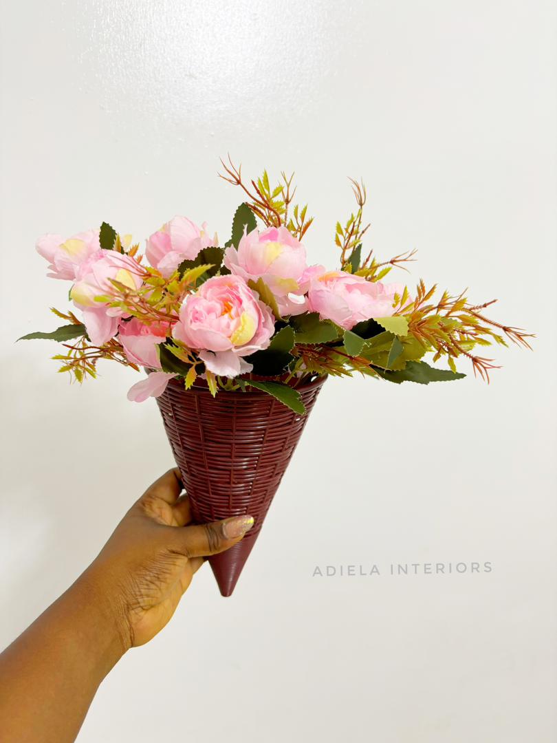 Artificial Flower In Plastic Wall Vase Image
