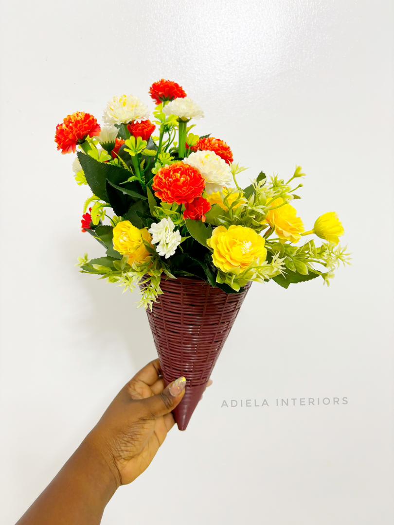 Artificial Flower In Plastic Wall Vase Image