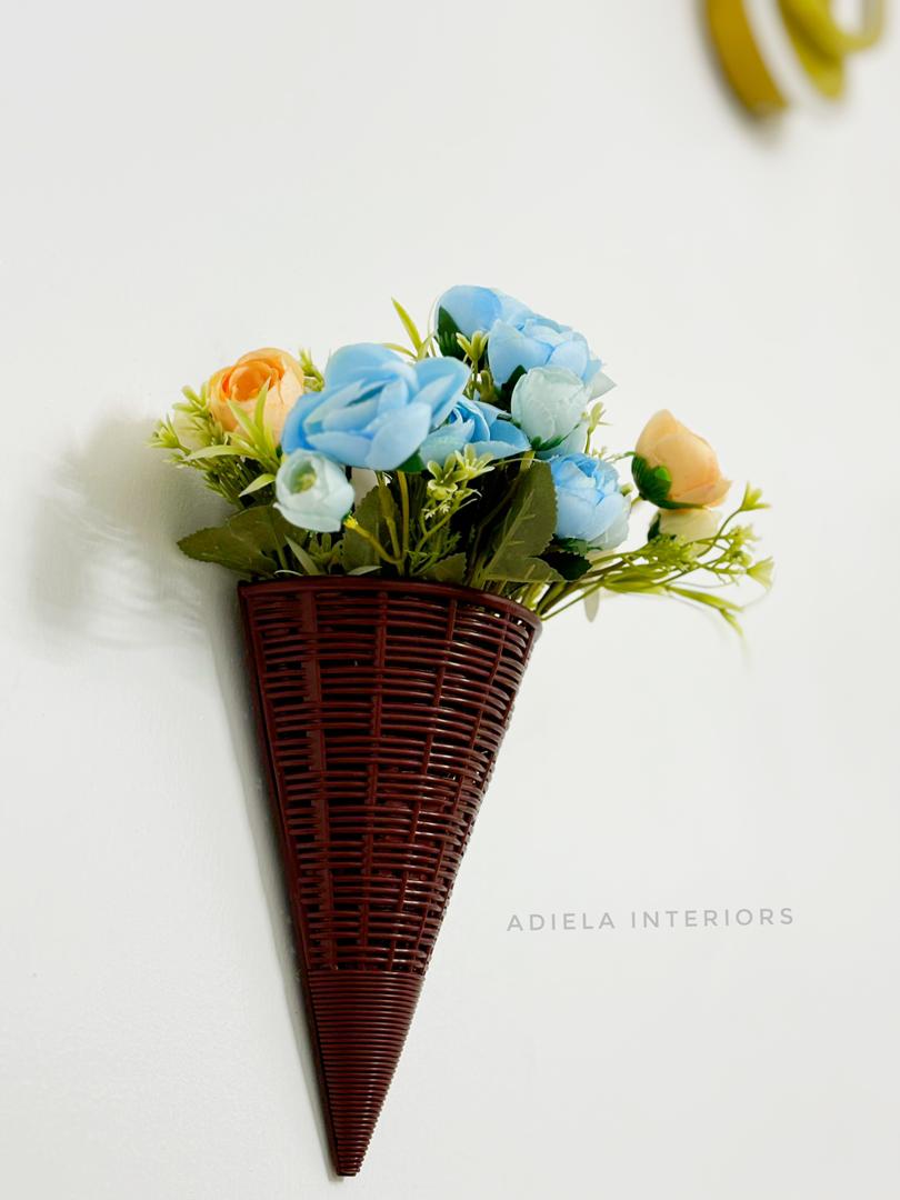 Artificial Flower In Plastic Wall Vase Image