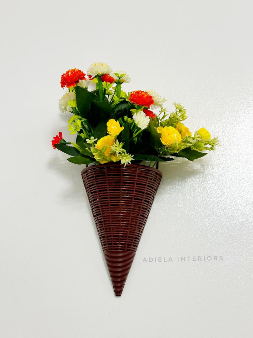 Artificial Flower In Plastic Wall Vase Image