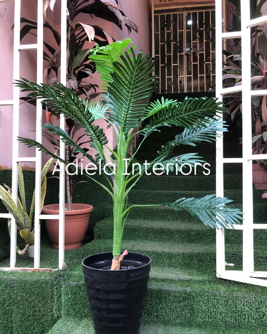 Artificial Palm Tree In Plastic Vase Image