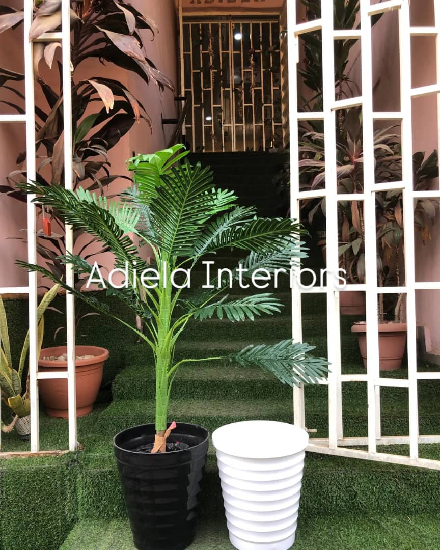 Artificial Palm Tree In Plastic Vase Image