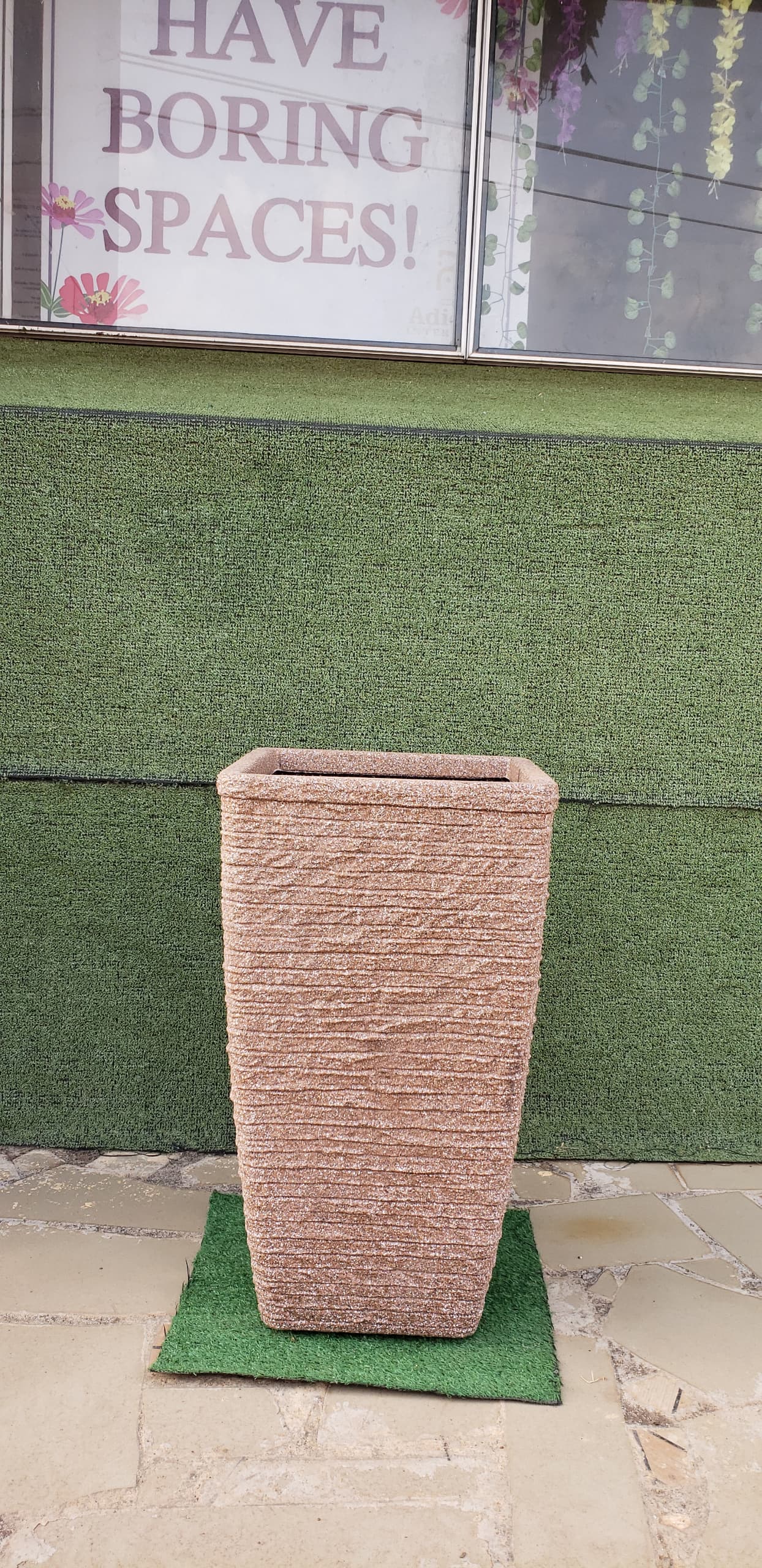 45cm Tall Plastic Slate Effect Garden Patio Planter Image
