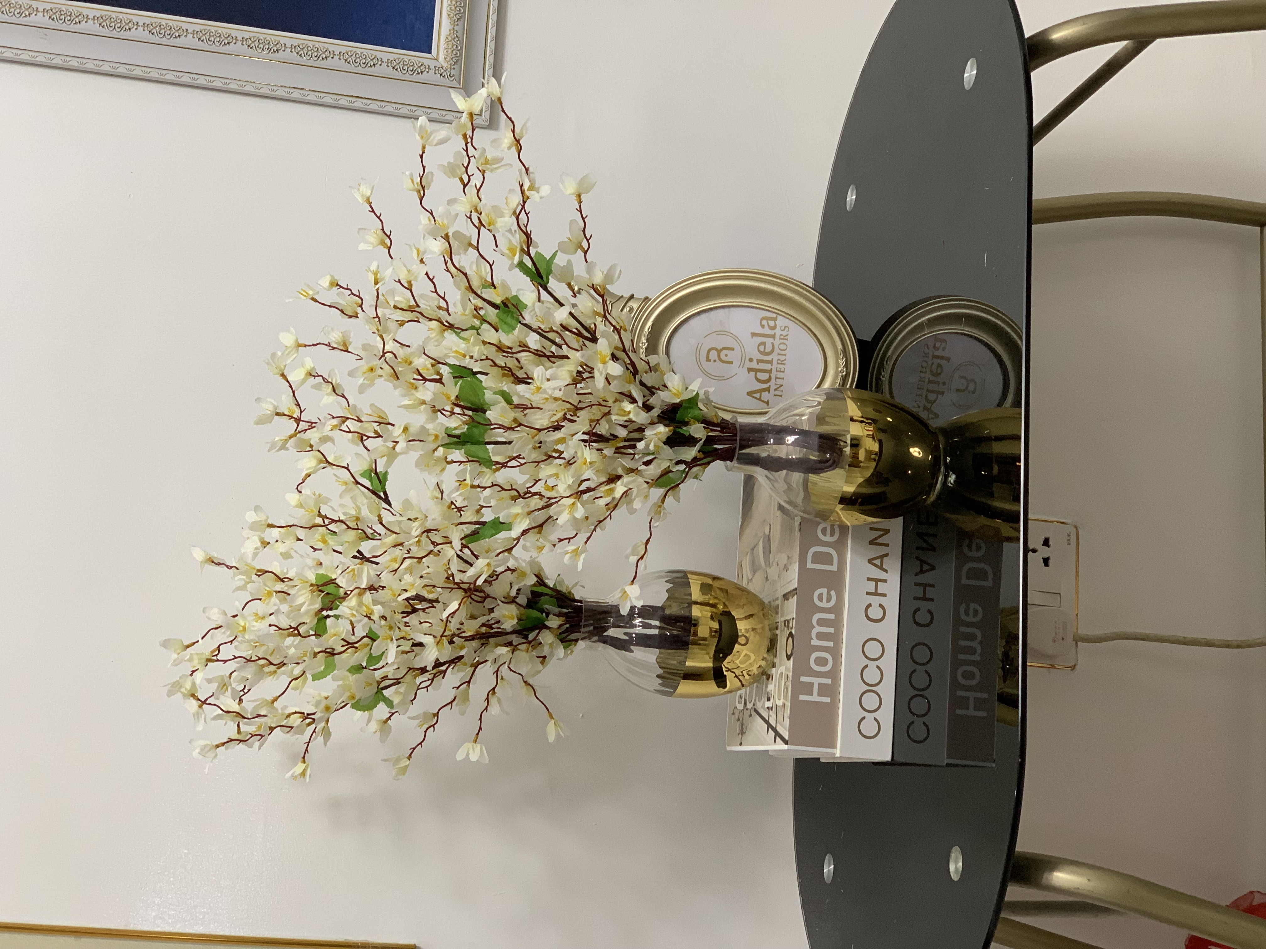 5.5” CLEAR & GOLD VASE + BLOOM FLOWER Image