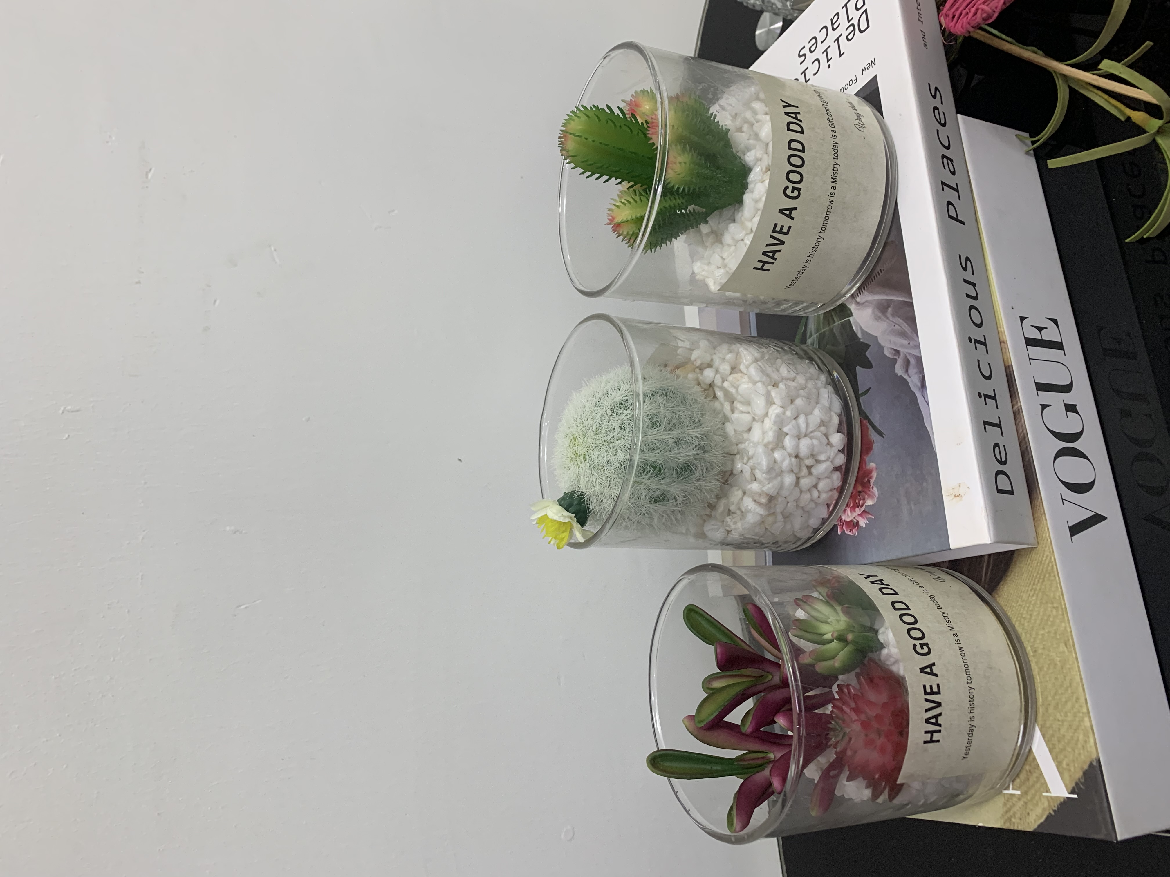 Faux Succulents in Glass Jar Image