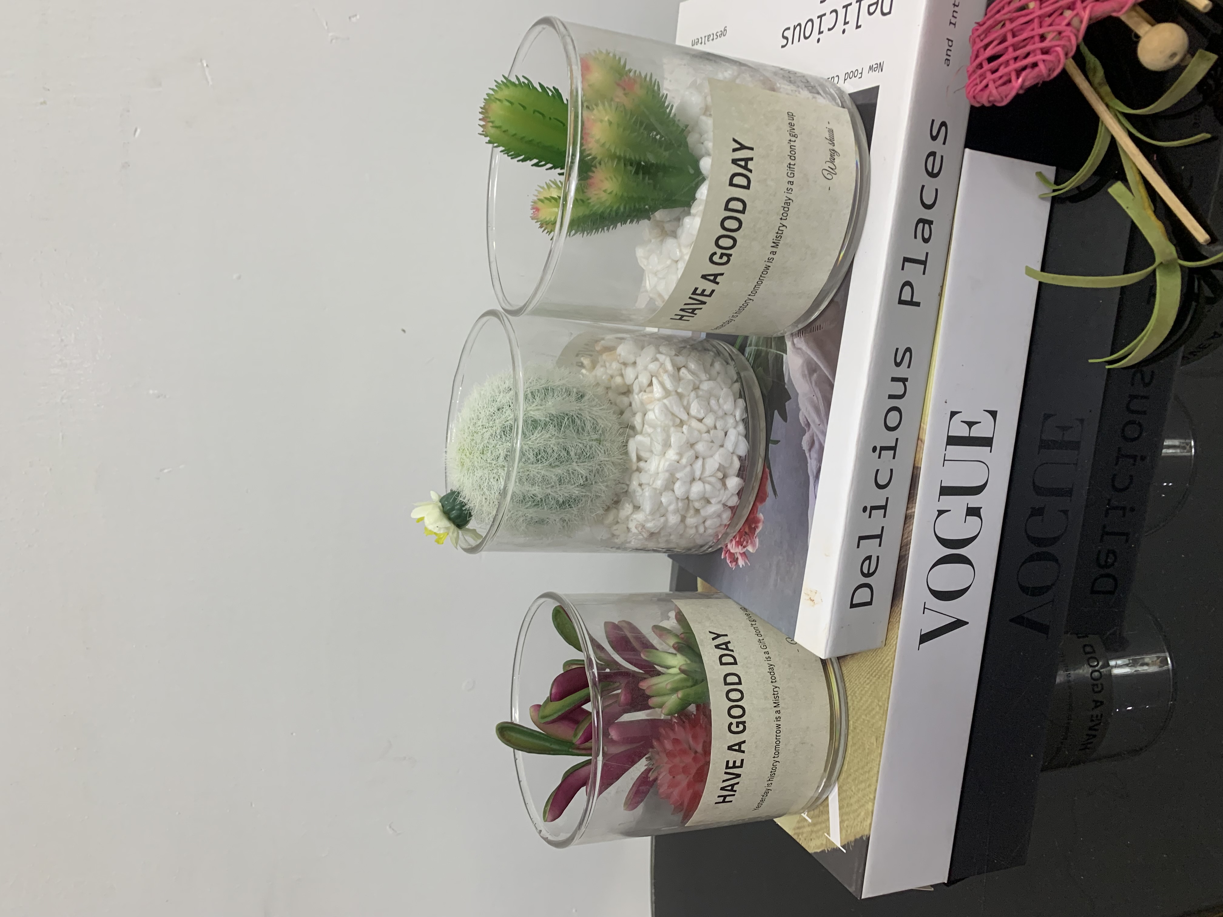 Faux Succulents in Glass Jar Image