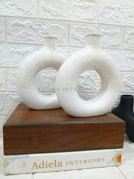 2 Tone Ceramic Donut Vase image