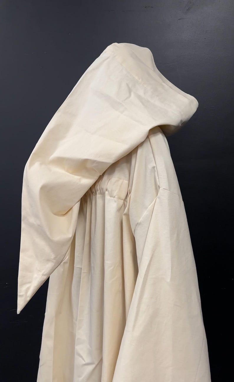 Cloak and Tunic Buttercream Hooded, Wizard Costume, Sorcerer Robe, Magic Cloak, Men & Women image