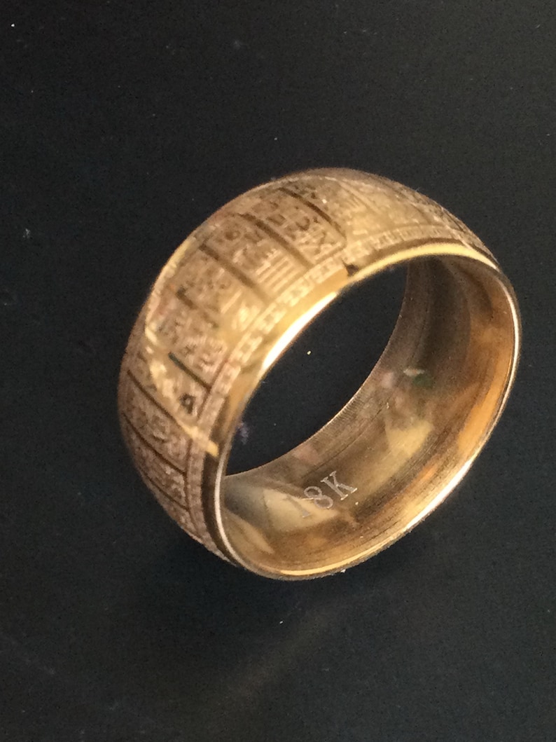 Gold 18K Hataisutta Magic Letters Powerful Ring / Blessed Lucky Talisman for Success / Sacred Protective Power Thai Amulet / Holy Gifts. image