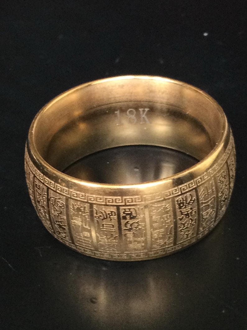 Gold 18K Hataisutta Magic Letters Powerful Ring / Blessed Lucky Talisman for Success / Sacred Protective Power Thai Amulet / Holy Gifts. image