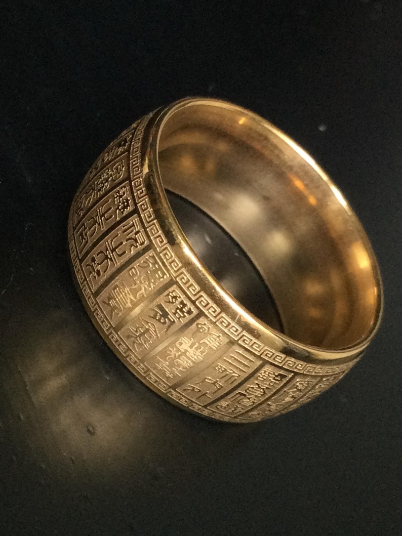 Gold 18K Hataisutta Magic Letters Powerful Ring / Blessed Lucky Talisman for Success / Sacred Protective Power Thai Amulet / Holy Gifts. image