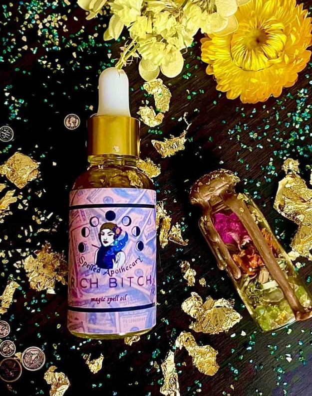 RICH BITCH Spell Jar & Ritual Oil | Money, Luxury, Wealth Spells | Glamour and Sex Appeal Magick | Hoodoo Oils