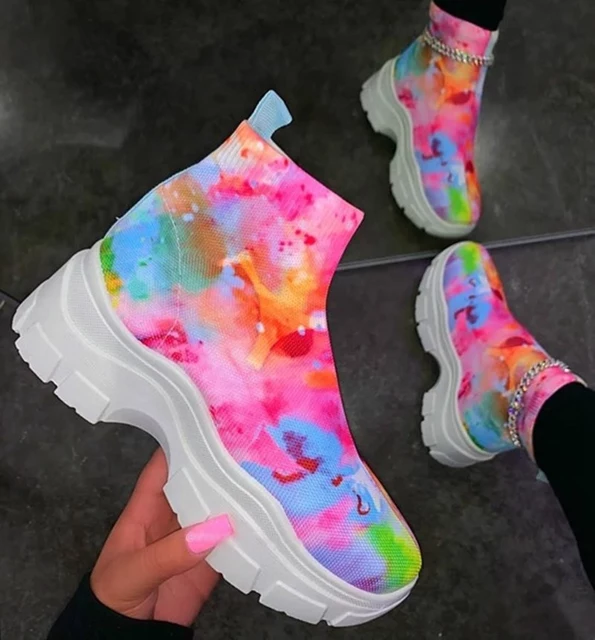 Tie-dye High Top Women Fashion Sneakers Image