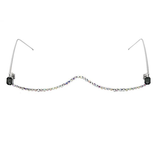 Luxury Diamond Half Frame Lensless glasses Image