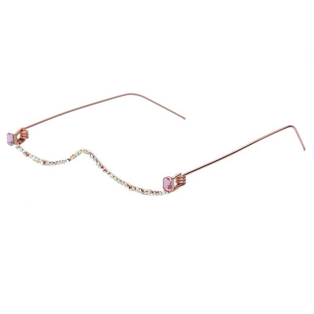 Luxury Diamond Half Frame Lensless glasses Image