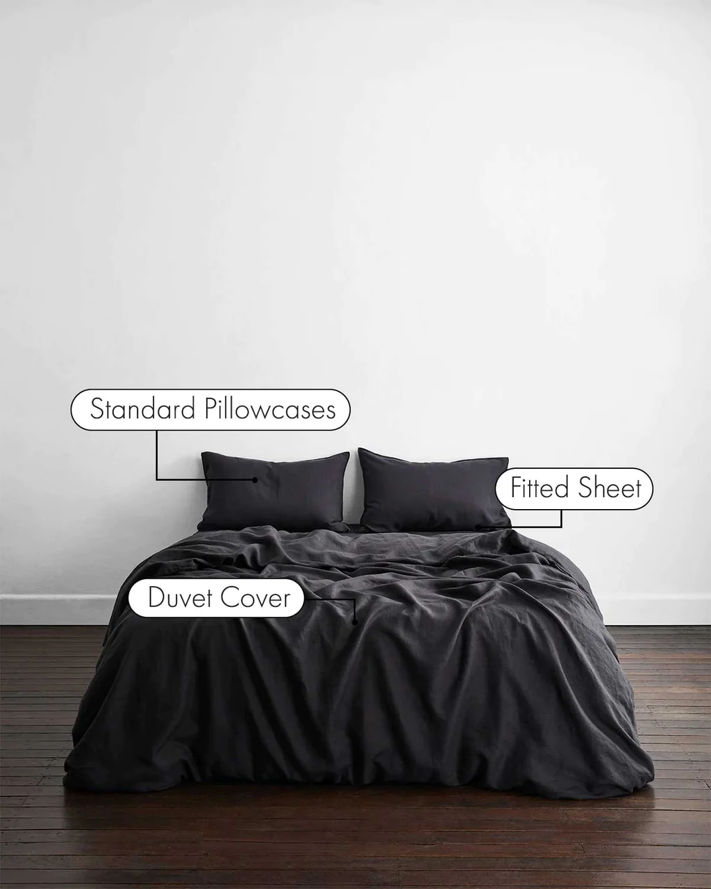 Roxanne X Charcoal— 6 piece Egyptian Cotton Percale Duvet Cover Set image