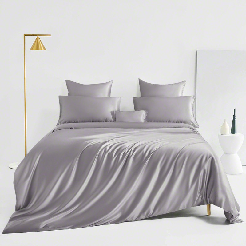 St Charles Egyptian Silk 6 Piece Bedding Set — Light Grey