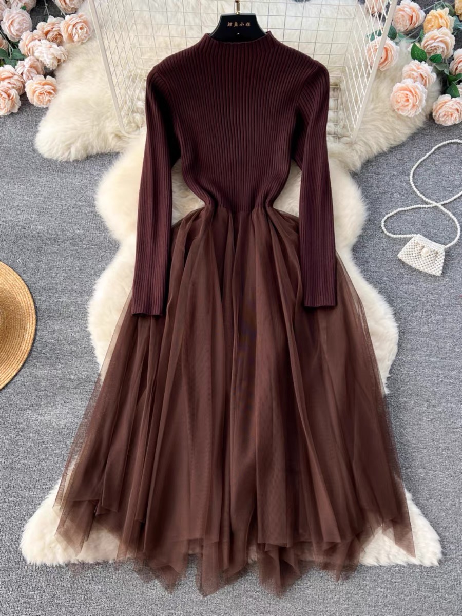 Key to love sweater mesh dress KD170 image