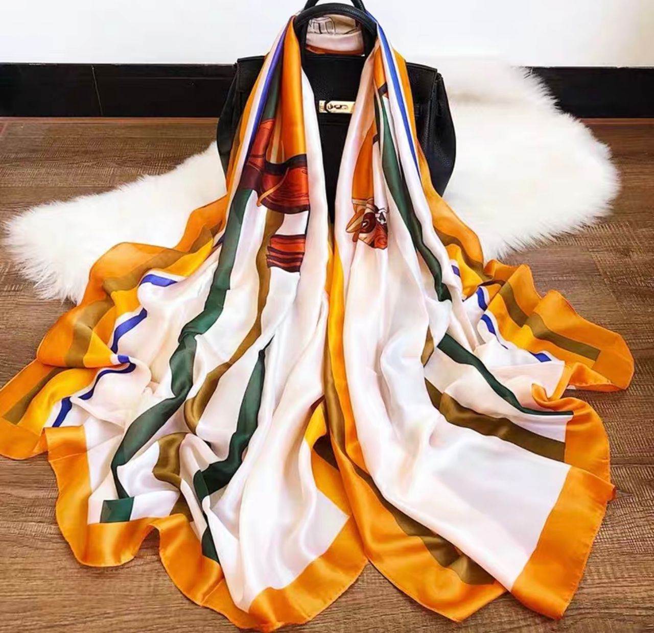 Hermes style print scarf HW117 image