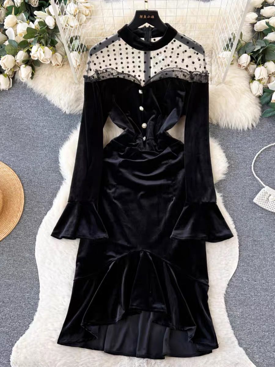 On top of the game velvet  dress FD558 image