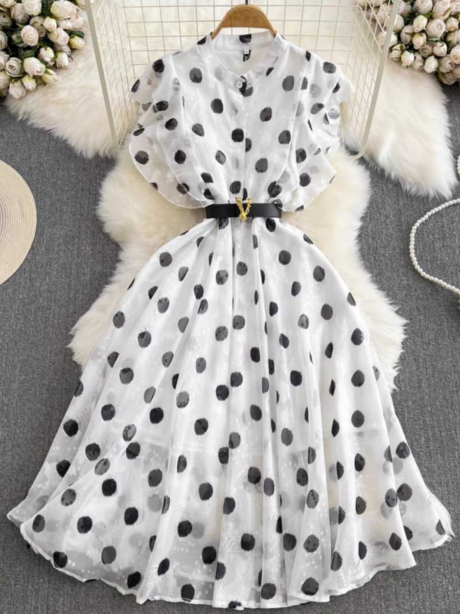 Always winning polka dot dress & belt FD229