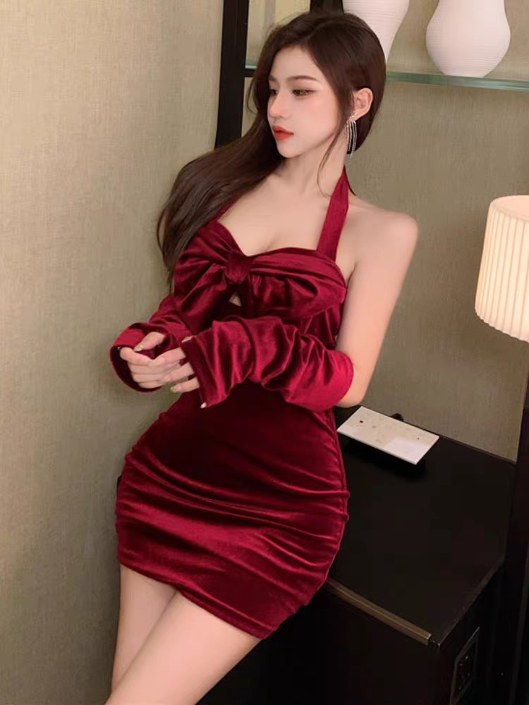 Yasmine cocktail suede dress CBC33
