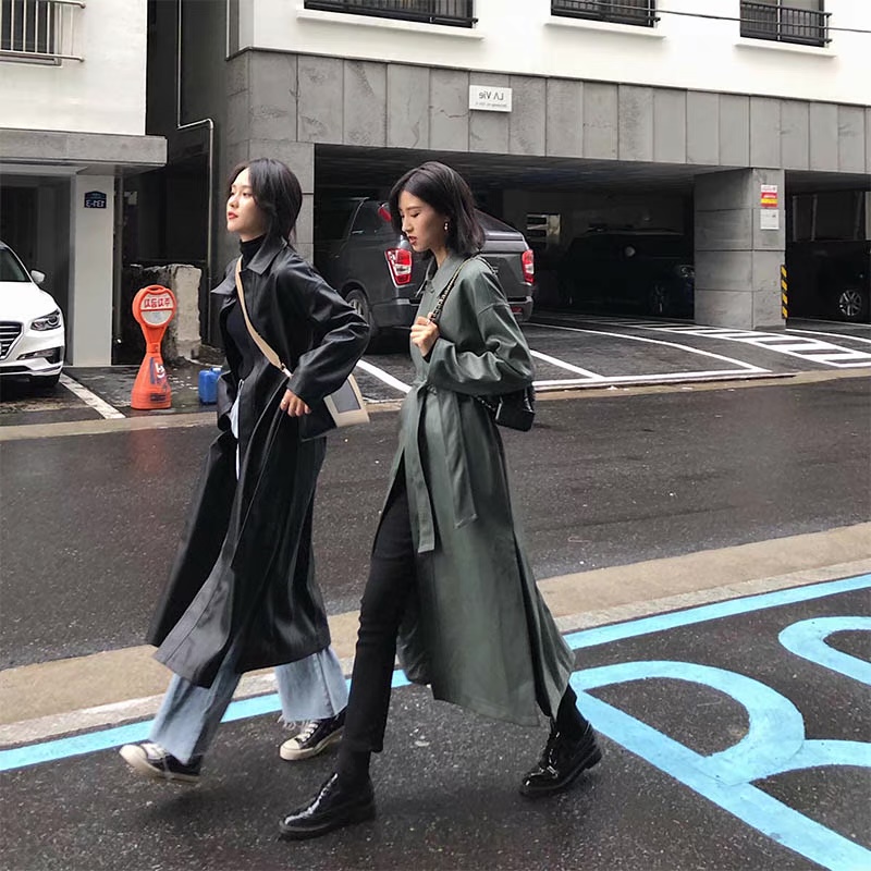 Out with my bestie leather coat LJ104 image