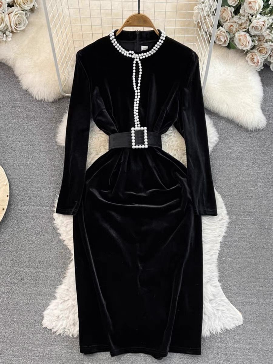 On a business trip beaded velvet dress & belt FBC100 image