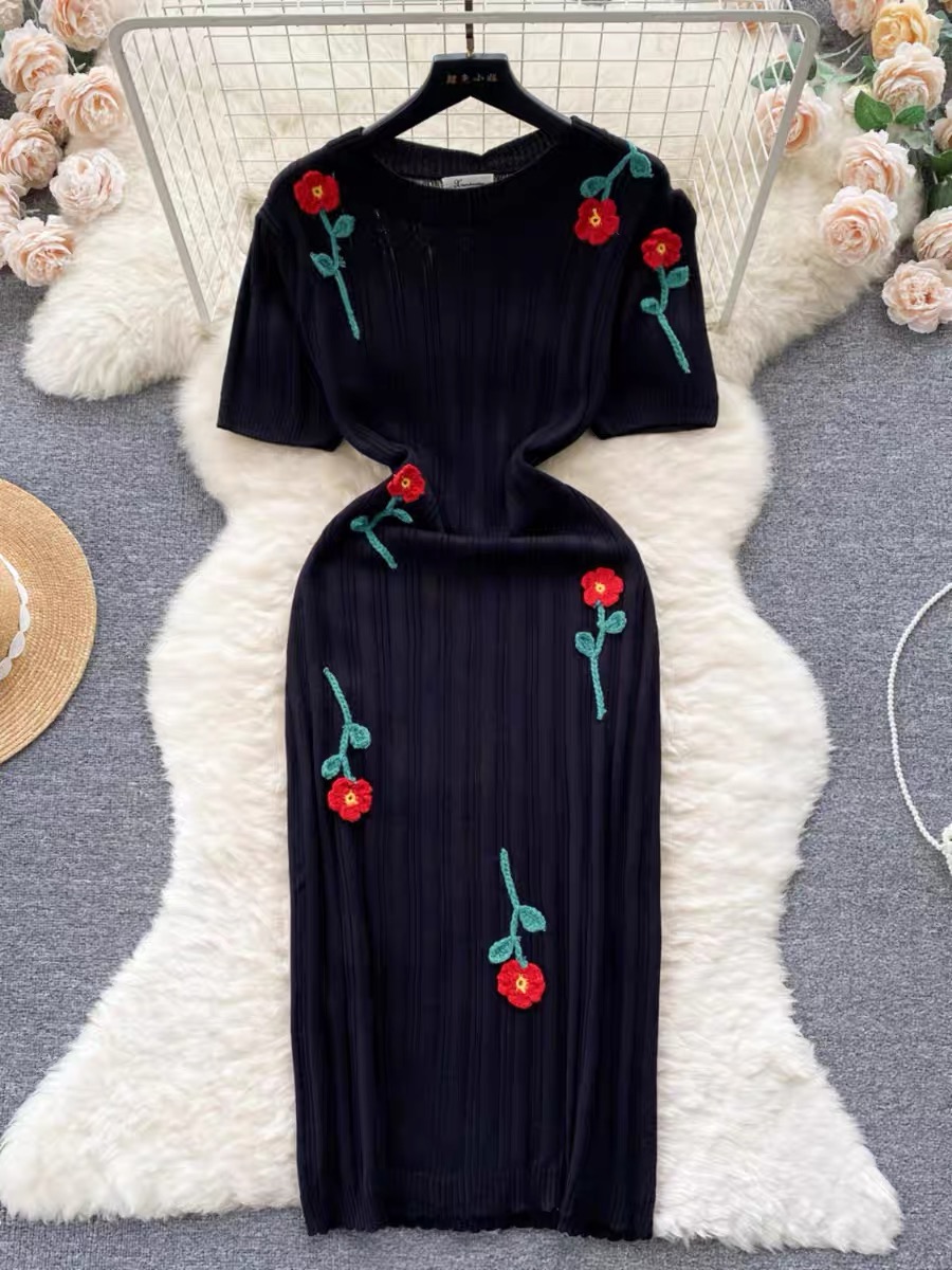 Cross over color sweater gown KBC75