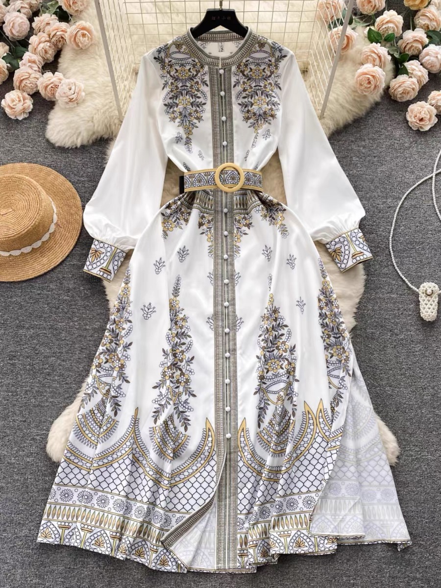 Dimensional views print dress ED92