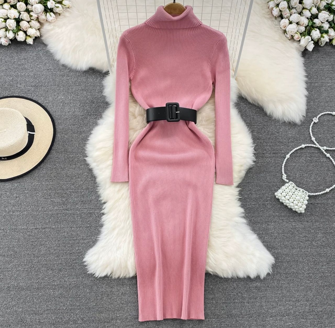 Late nights sweater gown & belt KBC29 image