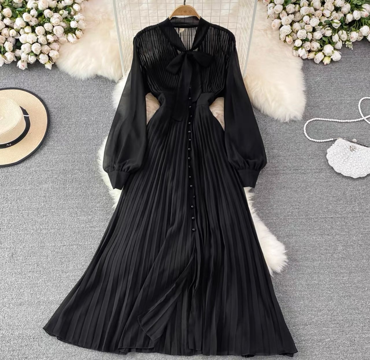 Red carpet pleat dress FD56 image