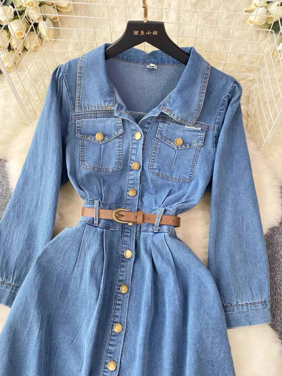Kerry modern denim dress & belt DD15 image