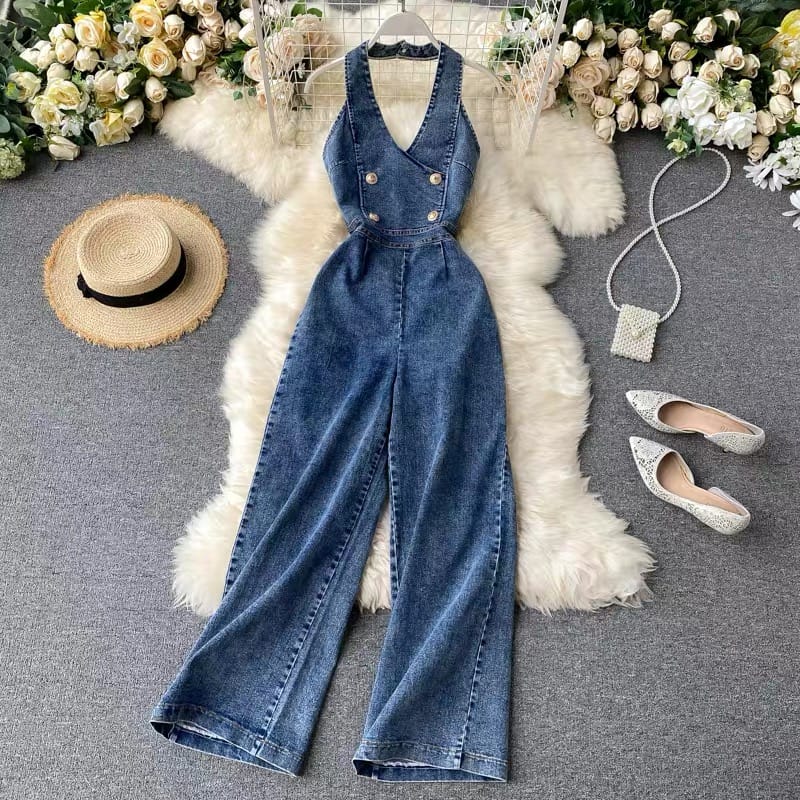 Walk my way sleeveless denim jumpsuit JRZZ156 image