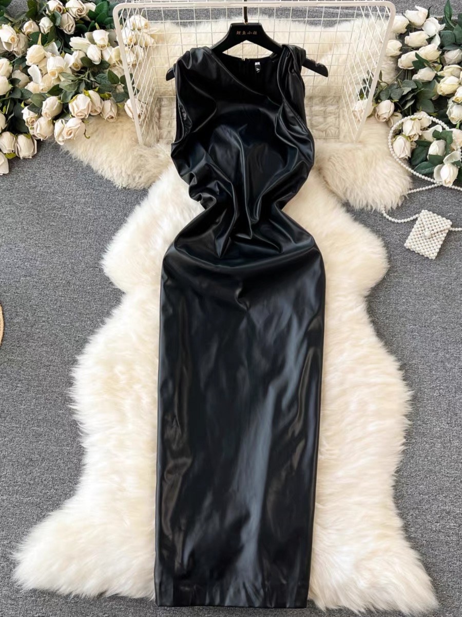 Married to a Russian billonaire leather dress CBC247