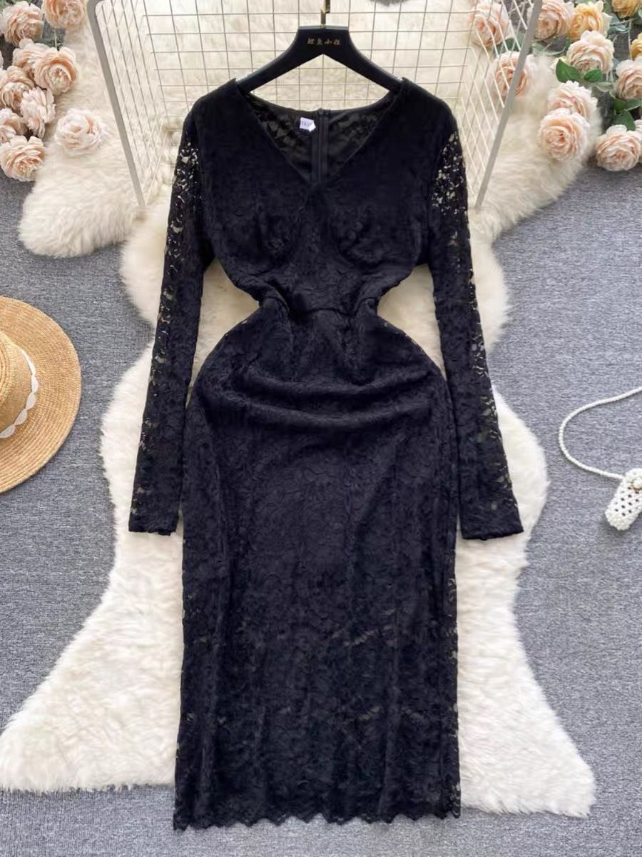 Wild side lace dress FBC122 image