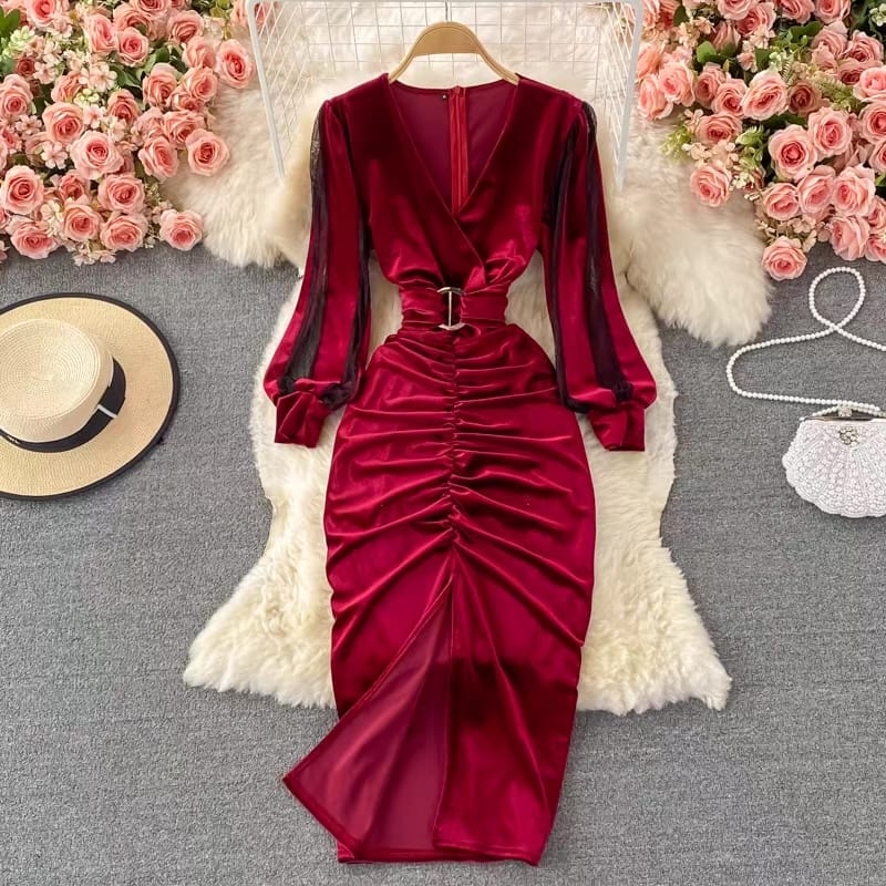 Center of envy ruched gown FBC12