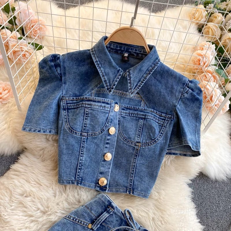 Let them stare denim set TPZZ2014 image