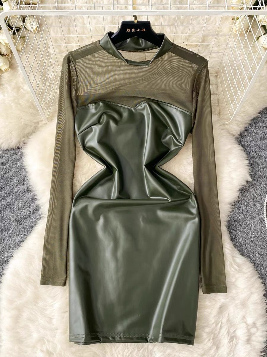 Leather meets mesh dress CBC250 image