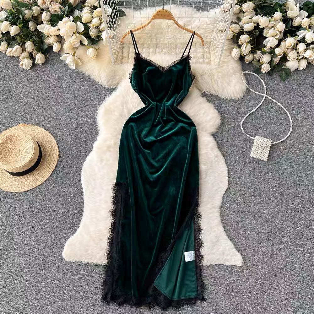 Party lights on me side cut gown CBC83