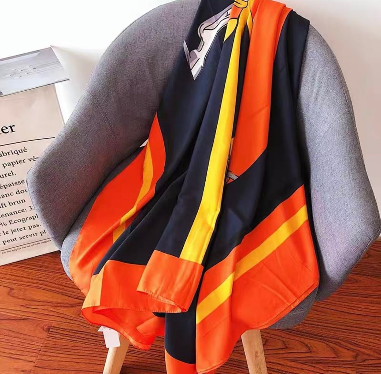 Hermes style print scarf HW117 image