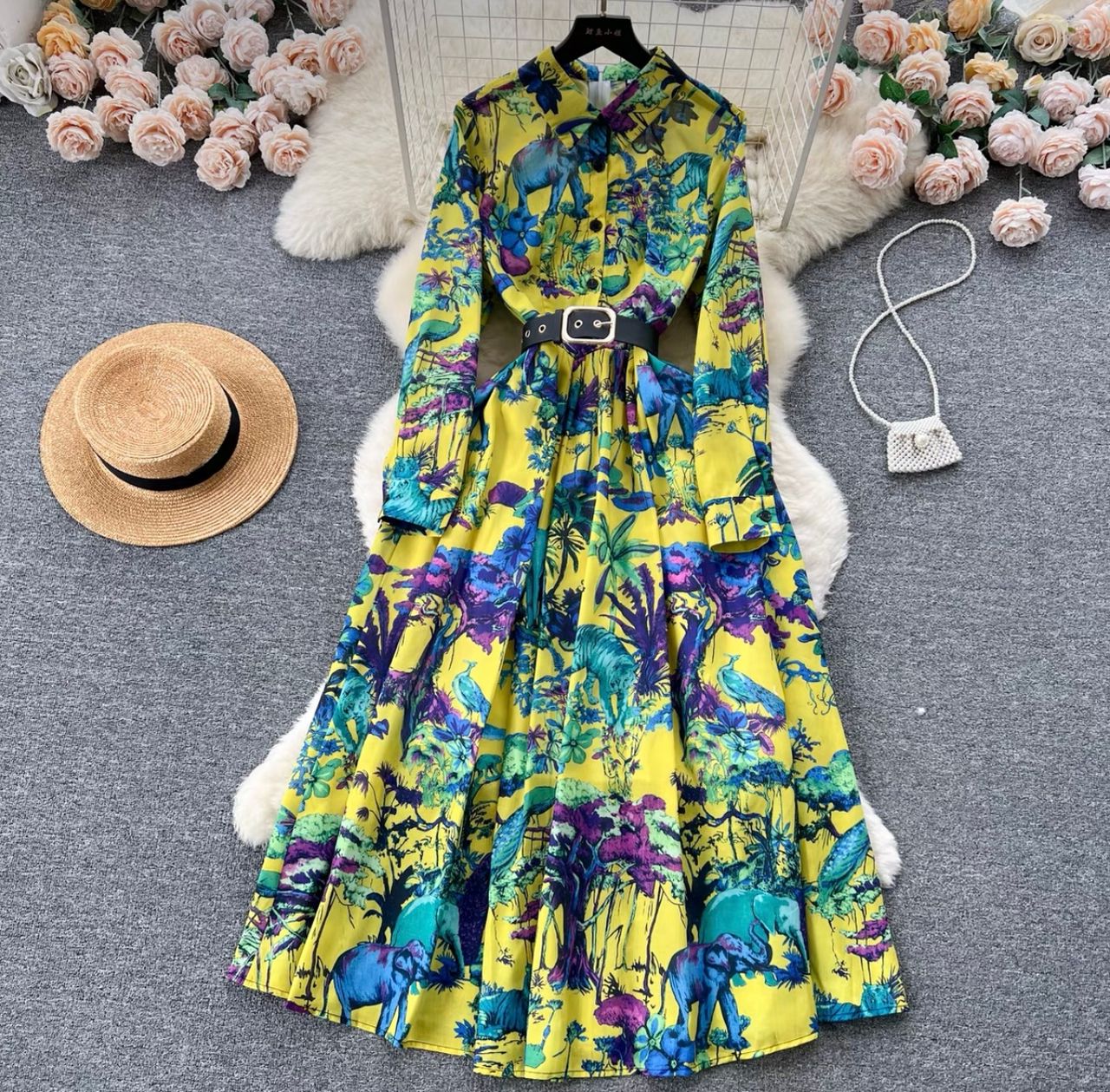 Floral baddie dress & belt FD342 image