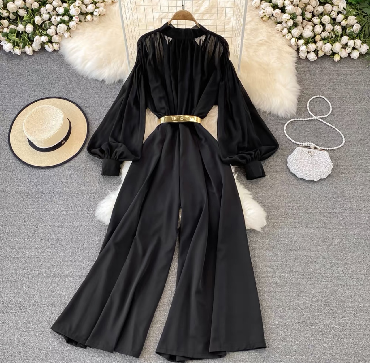 Always on his mind pleat jumpsuit & belt JRZZ417 image