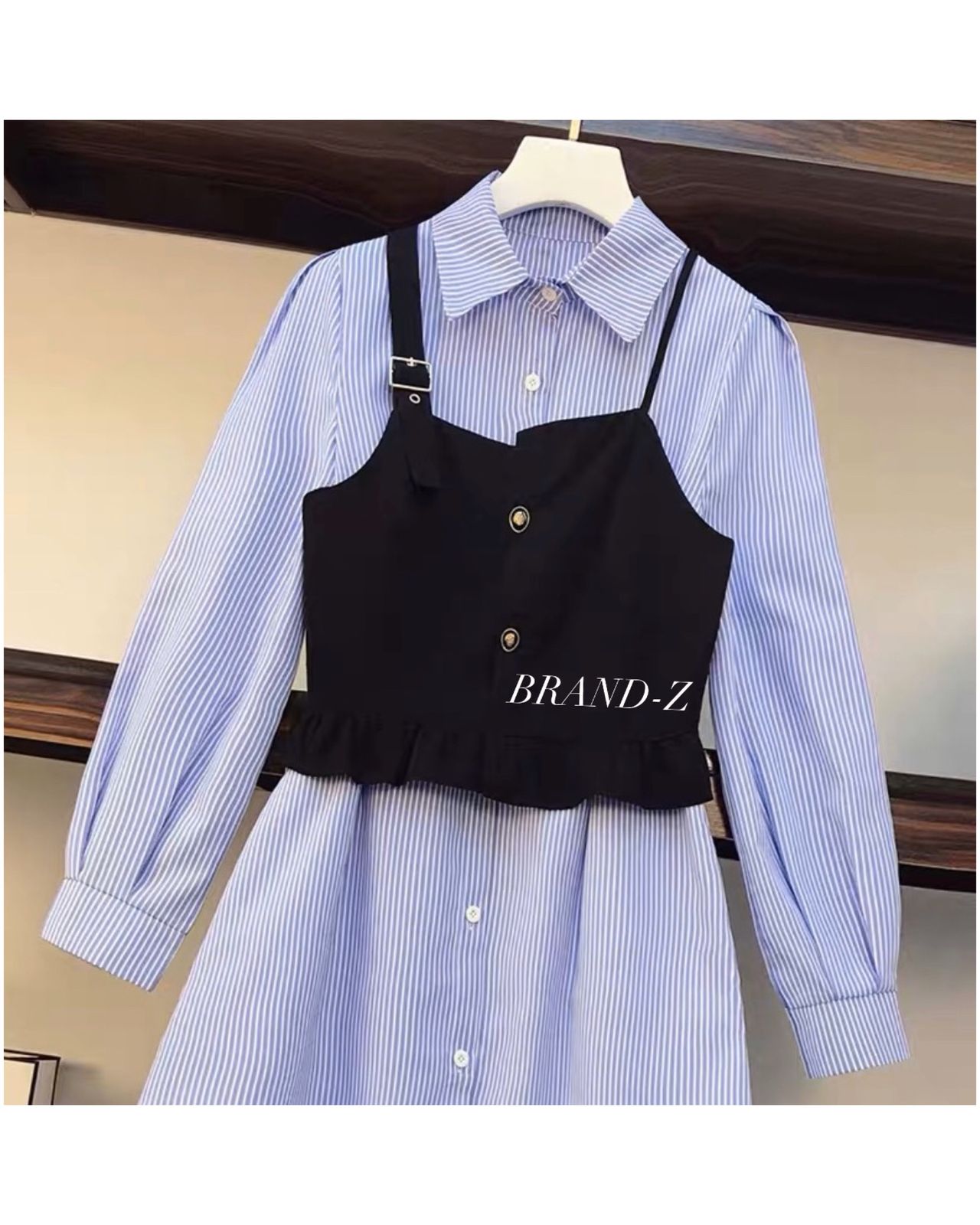 Military style waist coat & stripe shirt SDZZ103 image
